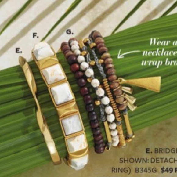 Stella & Dot White Sawyer Stone Stretch Bracelet - Picture 7 of 8